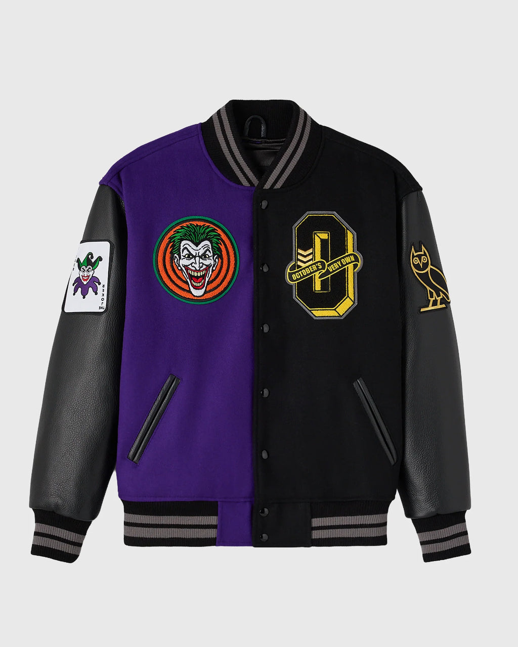 Batman The Joker Split Varsity Jacket Black