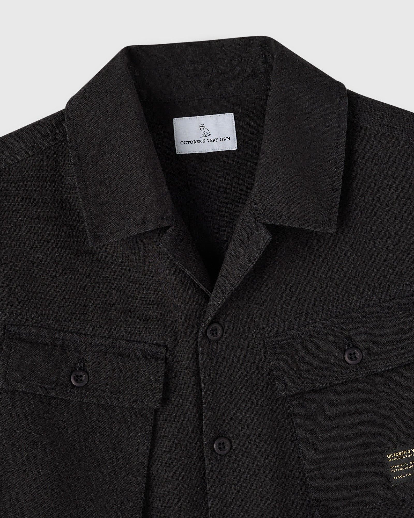 Linen Ripstop Camp Shirt Black