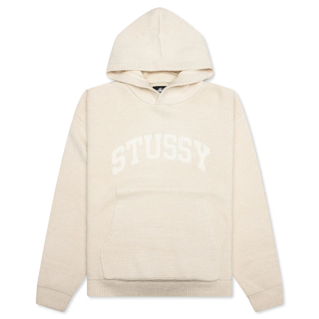 Felt Patch Knit Hood Natural