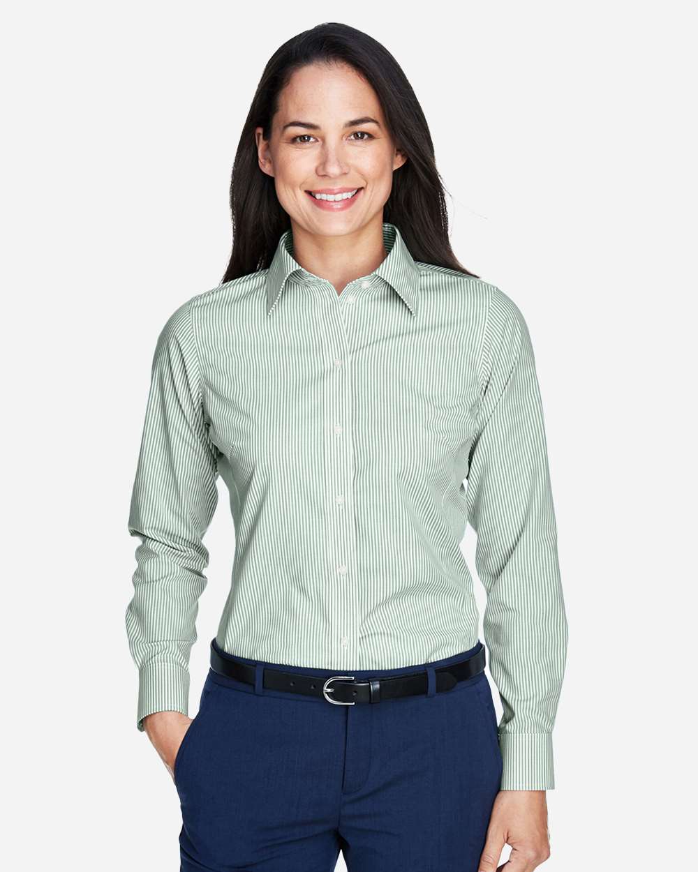 Devon Jones Womens Crown Collection Banker Stripe Woven Dress Shirt
