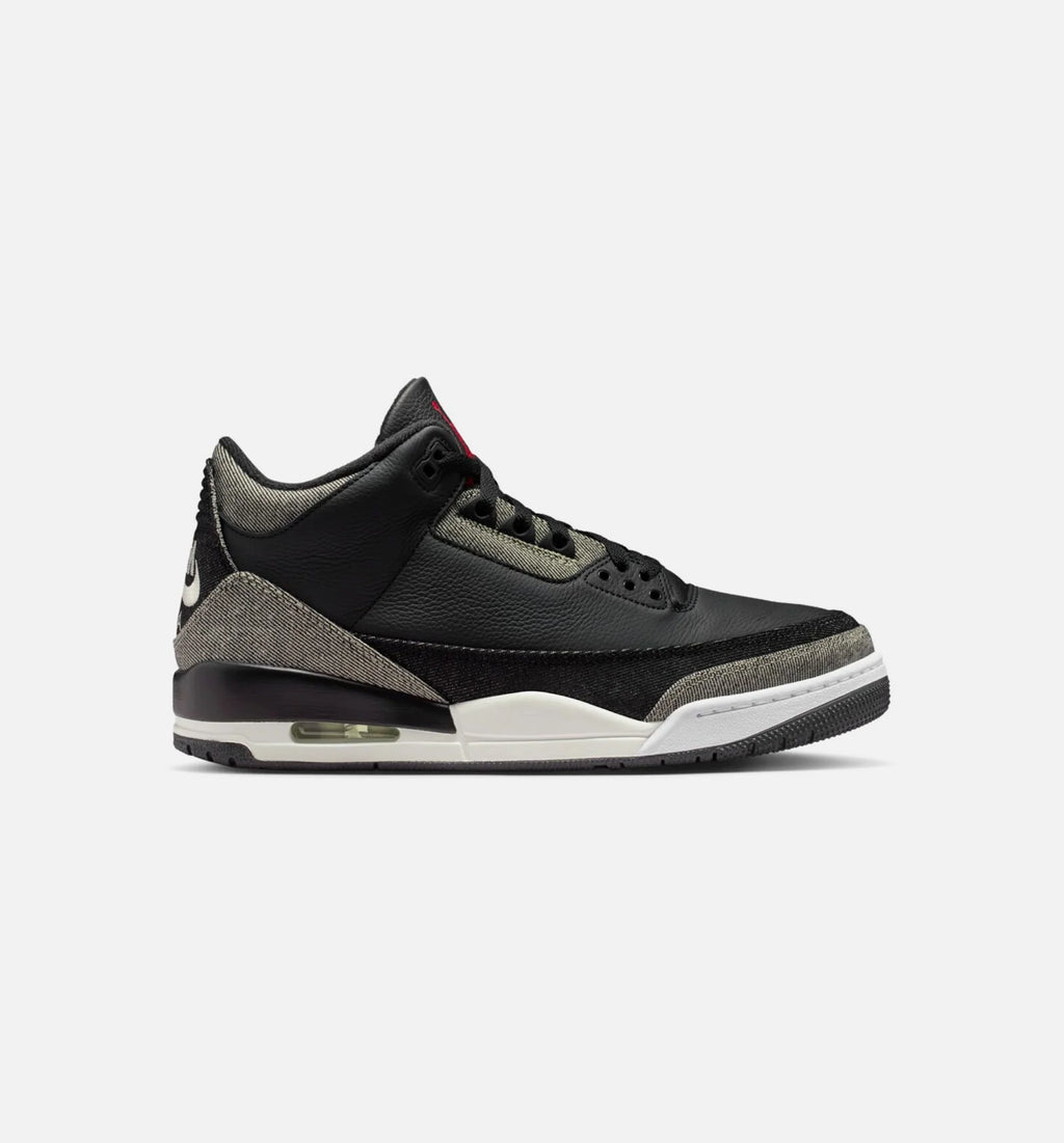 Air Jordan 3 x Levis Black and White Mens Lifestyle Shoe Denim Black Gym Red Limit One Per Customer