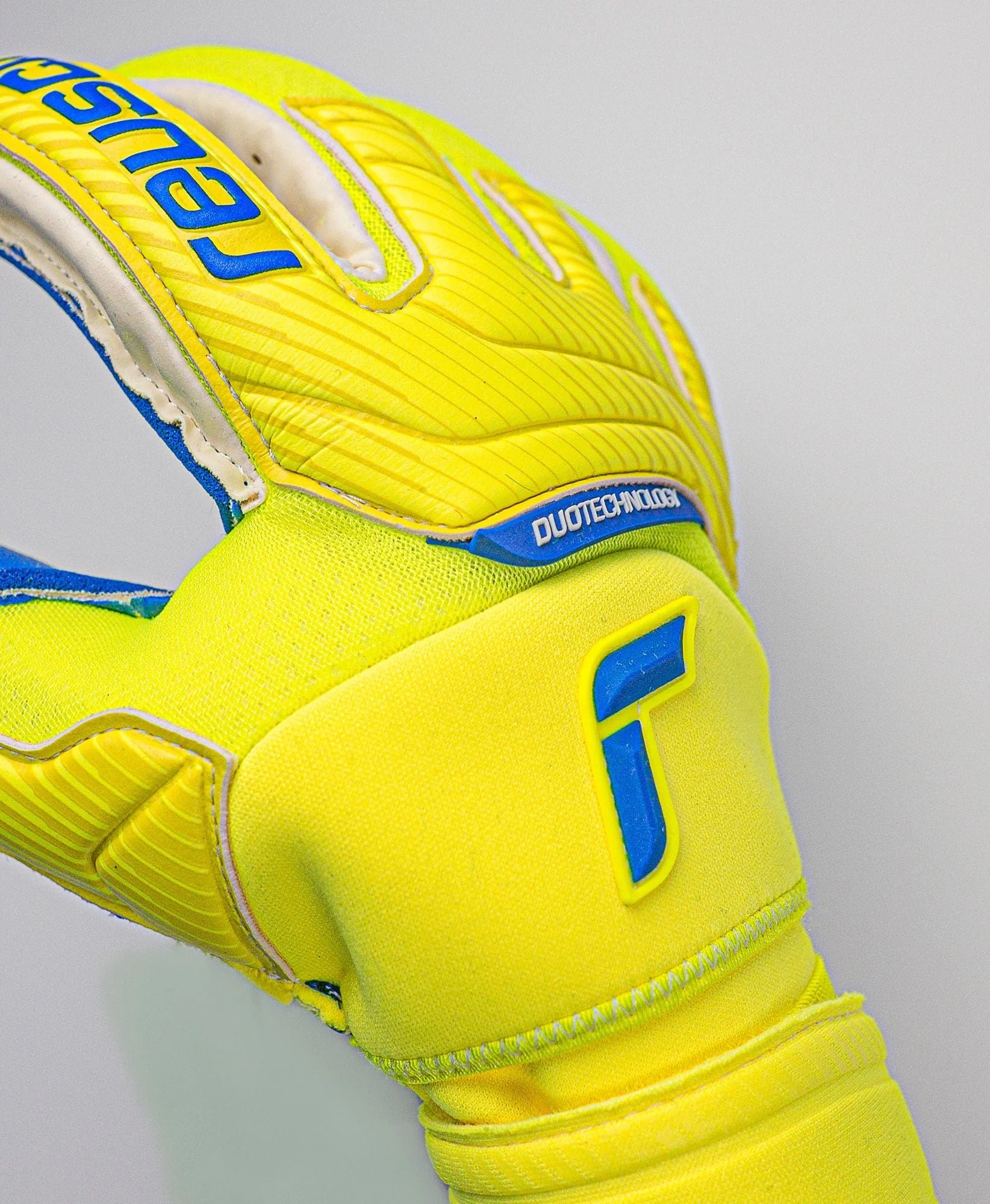 Reusch Attrakt Duo Ortho Tec Goalkeeper Gloves Fluo Yellow Blue