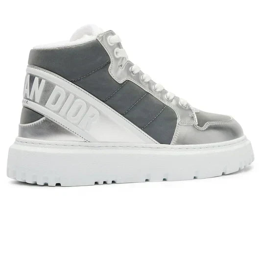 Dior D Player Grey Reflective Quilted Nylon Trainer