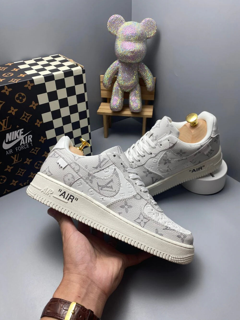 Louis Vuitton x Nike Air Force 1 Frost White Luxe Edition Custom