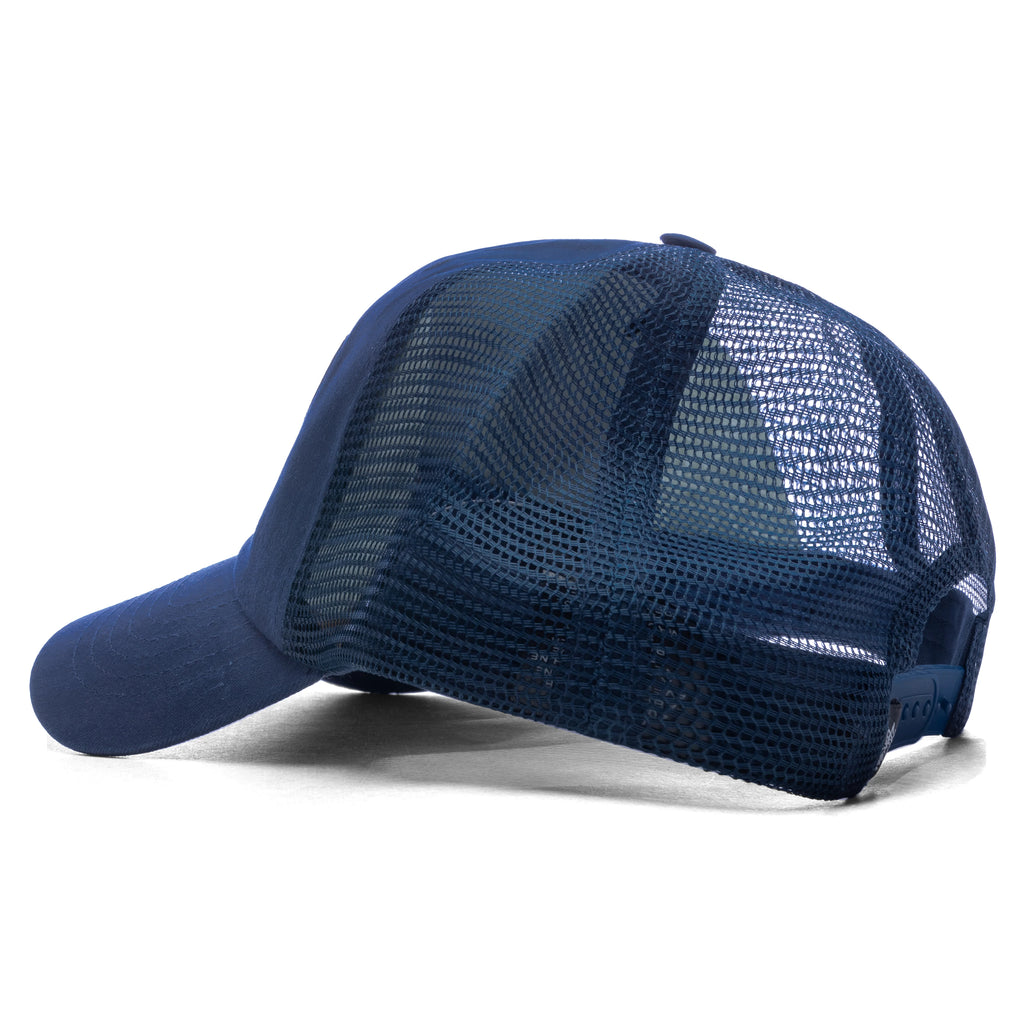 Waxed Cursive Stitched Trucker Snapback Navy