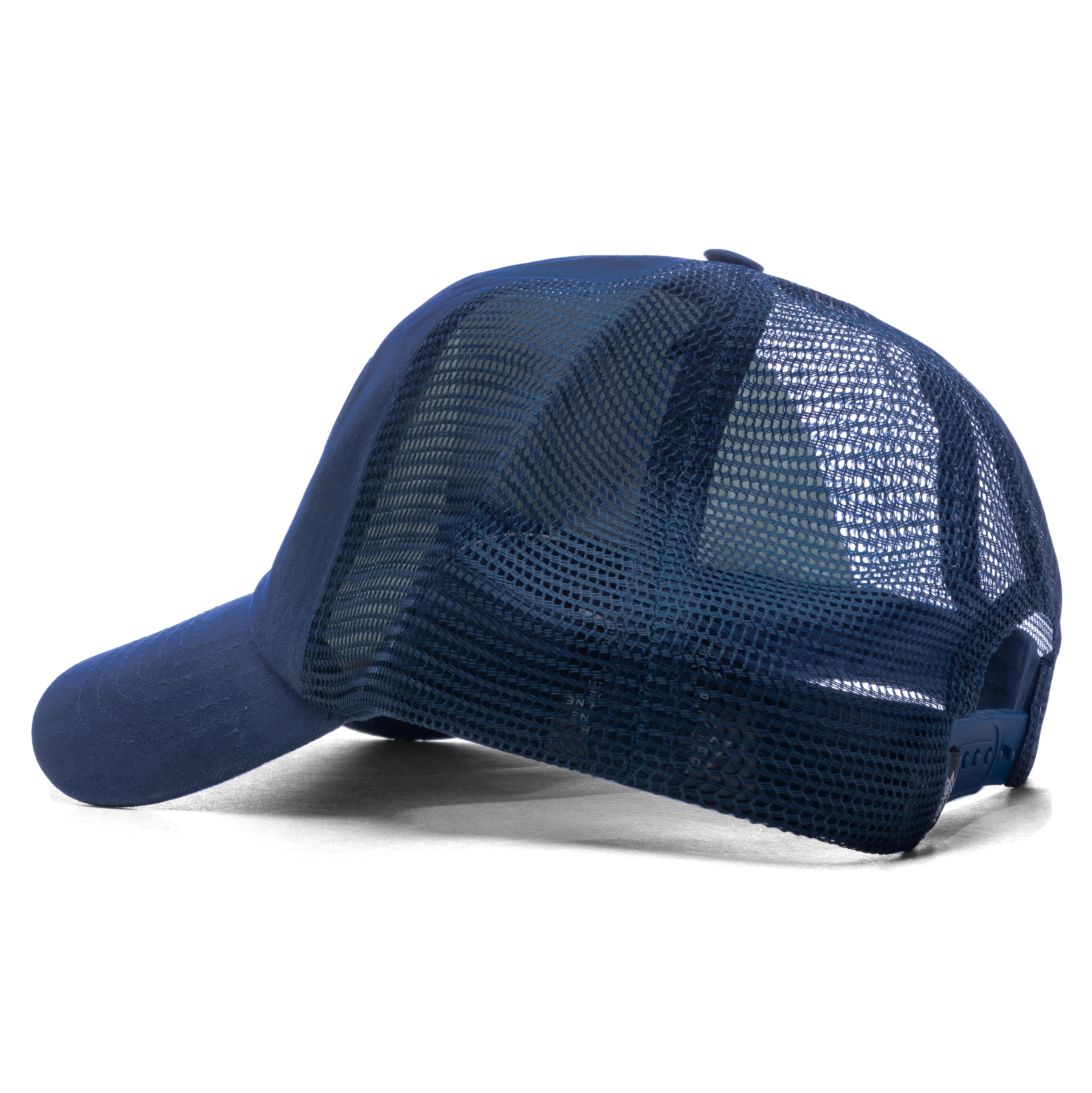 Waxed Cursive Stitched Trucker Snapback Navy