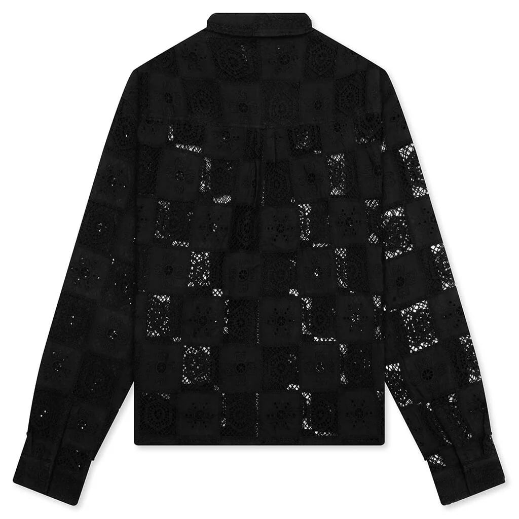Crochet Full Zip Jacket Black