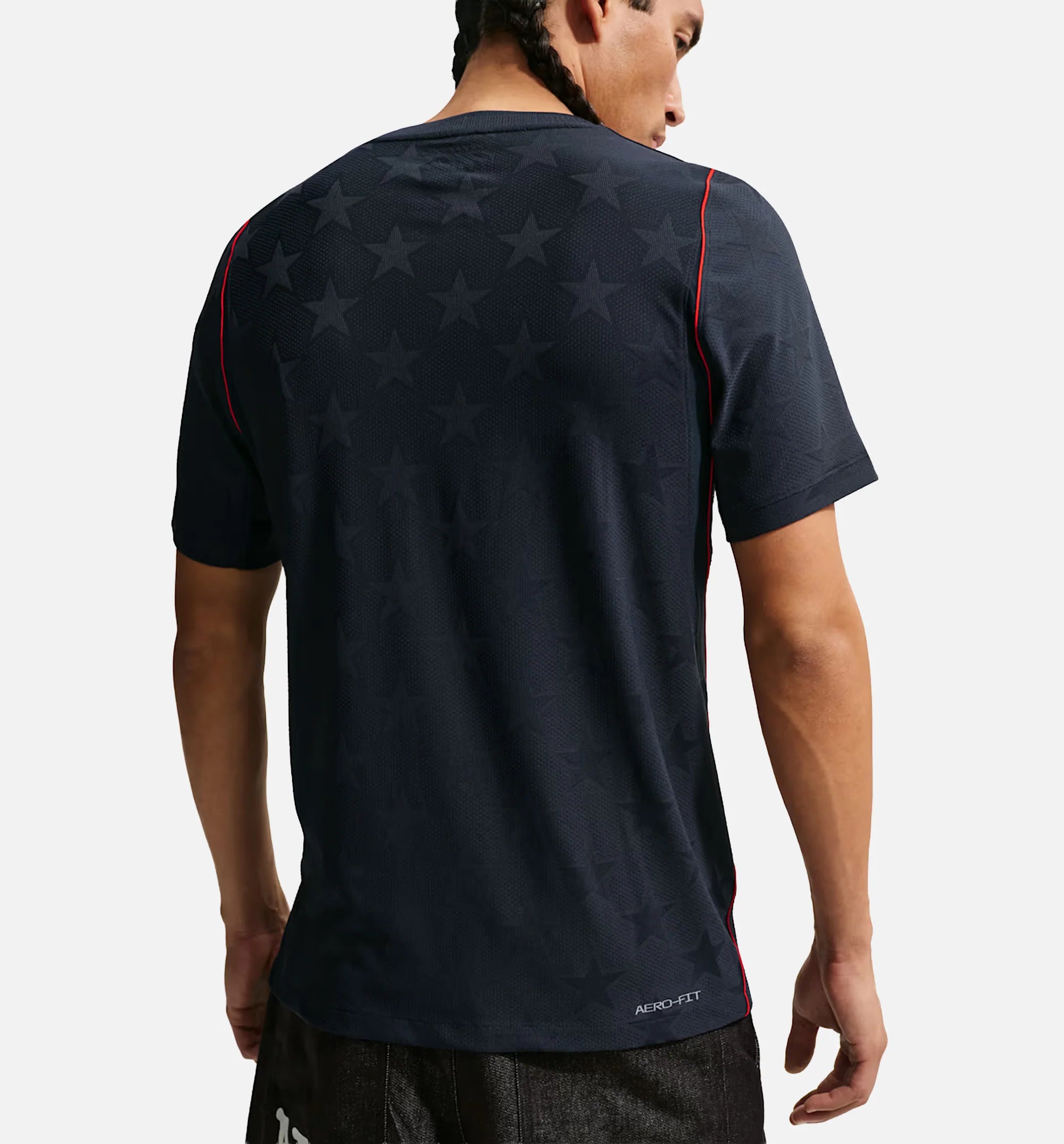 USMNT 2026 27 Match Away Aero Fit Soccer Authentic Mens Jersey Dark Obsidian University Red Pure Platinum