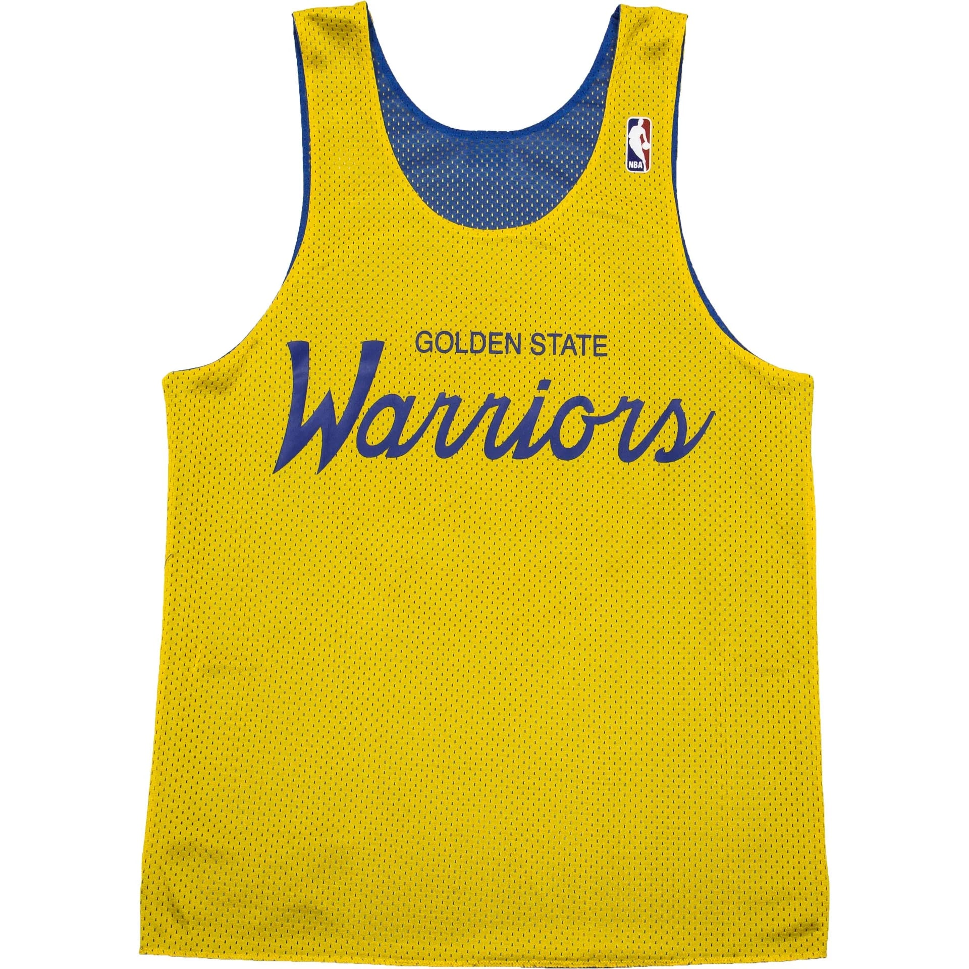 Golden State Warriors NBA Reversible Mesh Mens Jersey Blue Gold