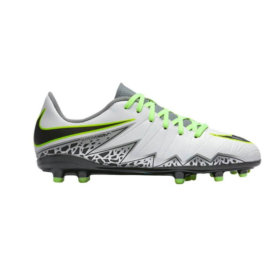 Nike JR Hypervenom Phelon II FG Soccer Cleats Pure Platinum Metallic Silver Ghost Green