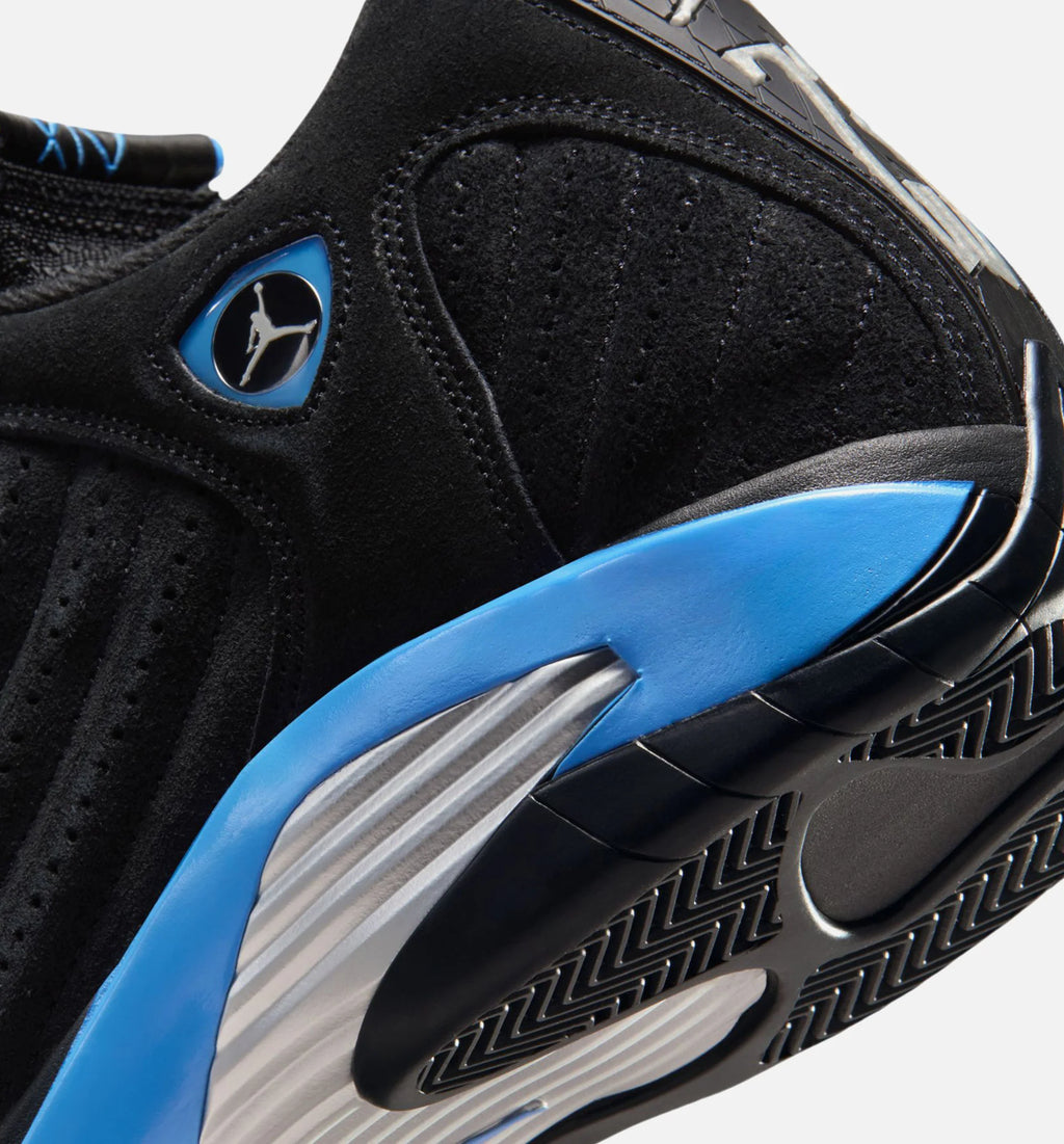 Air Jordan 14 Retro Black University Blue Mens Lifestyle Shoe Black White University Blue Metallic Silver