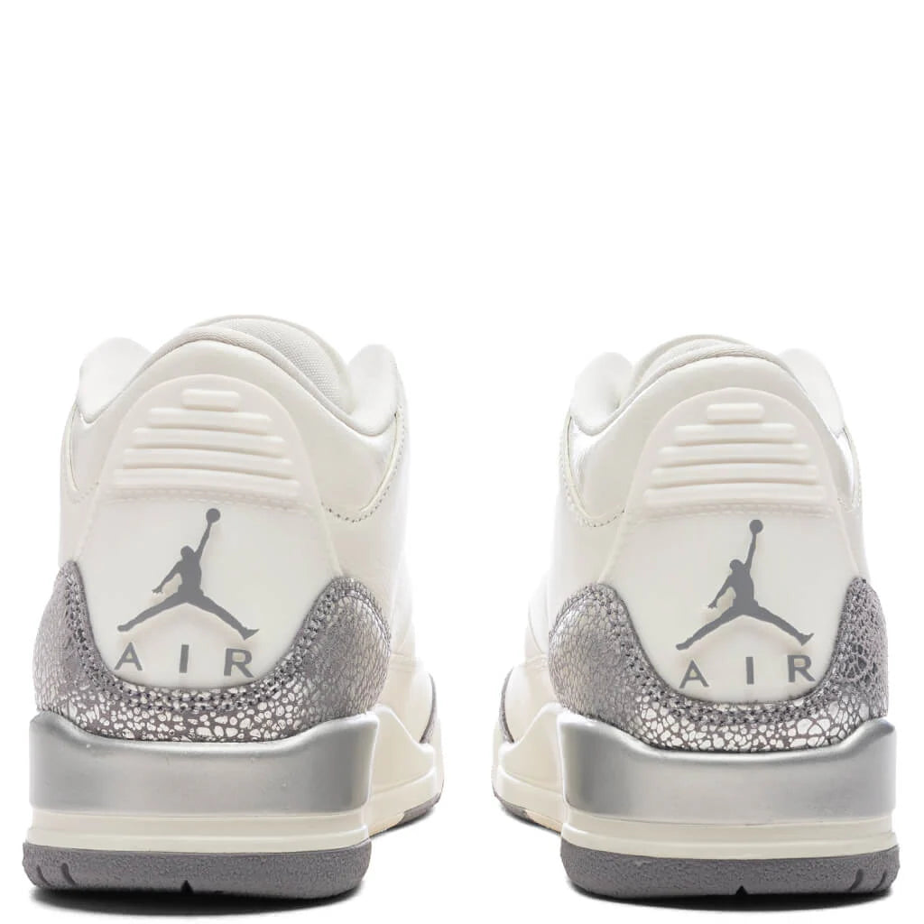 Womens Air Jordan 3 Retro Sail Cement Grey Metallic Silver