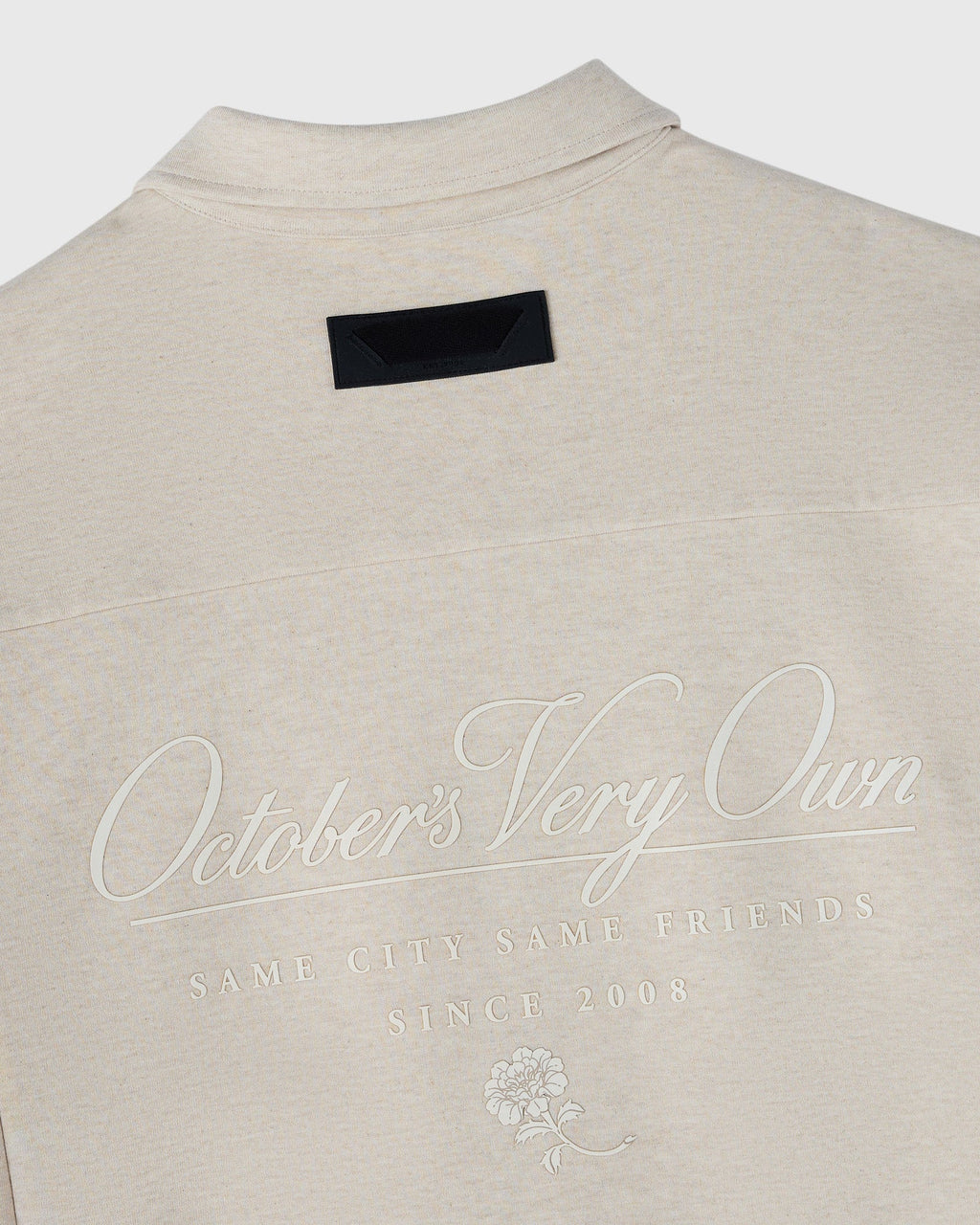 Double Knit Script Overshirt Heather Oatmeal