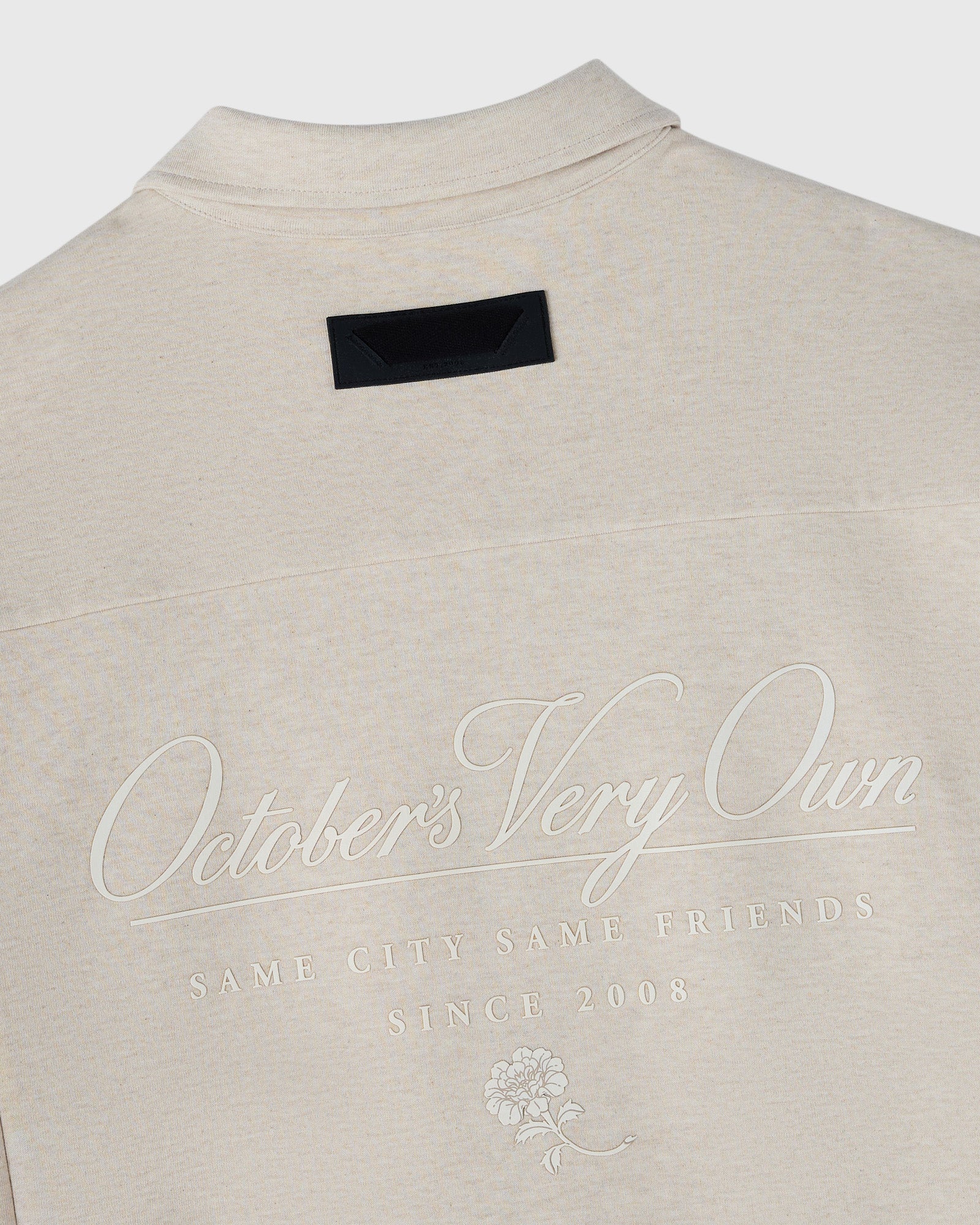 Double Knit Script Overshirt Heather Oatmeal