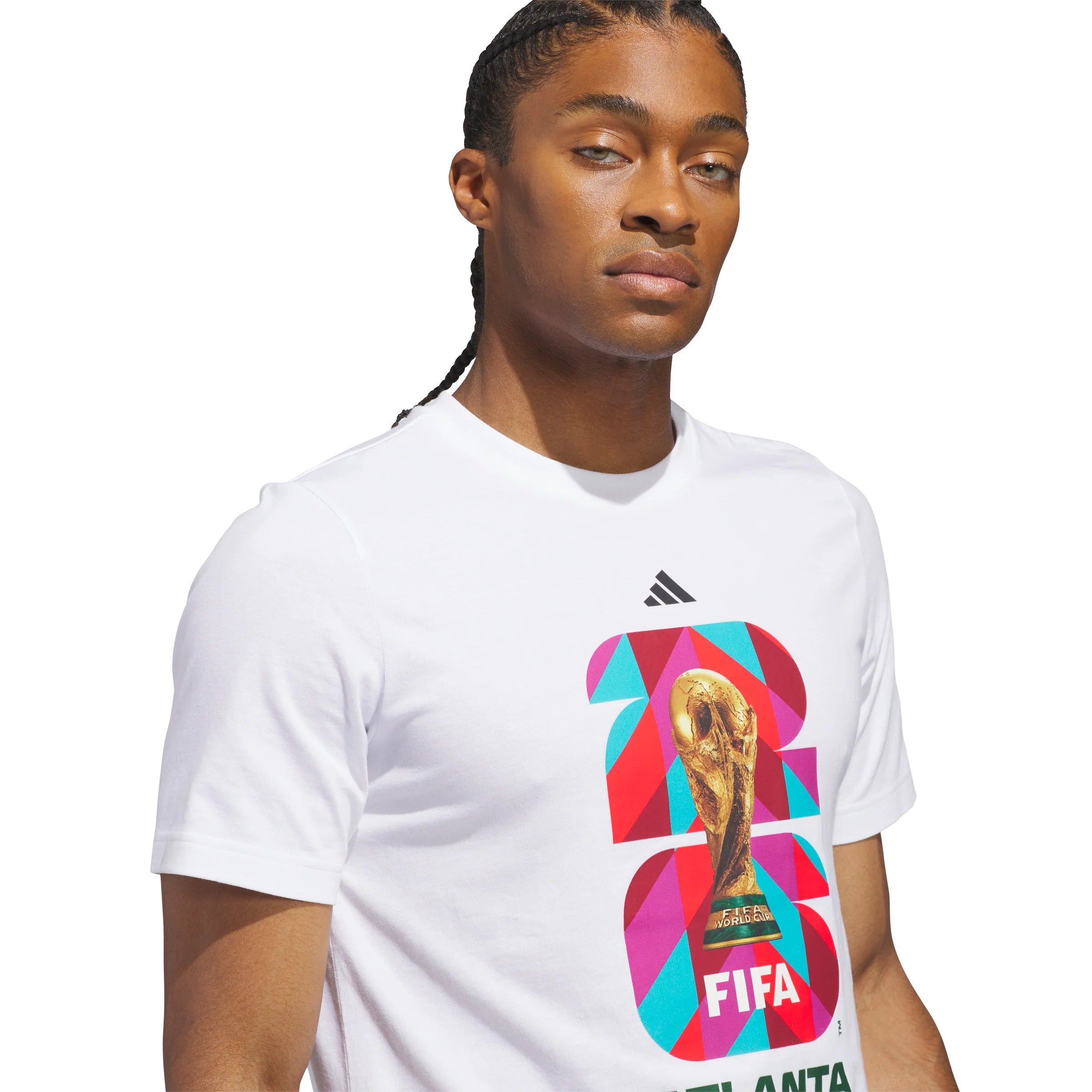adidas FIFA World Cup 26 Host City Atlanta Graphic Mens Soccer T Shirt White