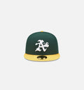 Oakland Athletics Comic Cloud 59FIFTY Fitted Cap Mens Hat Green Yellow