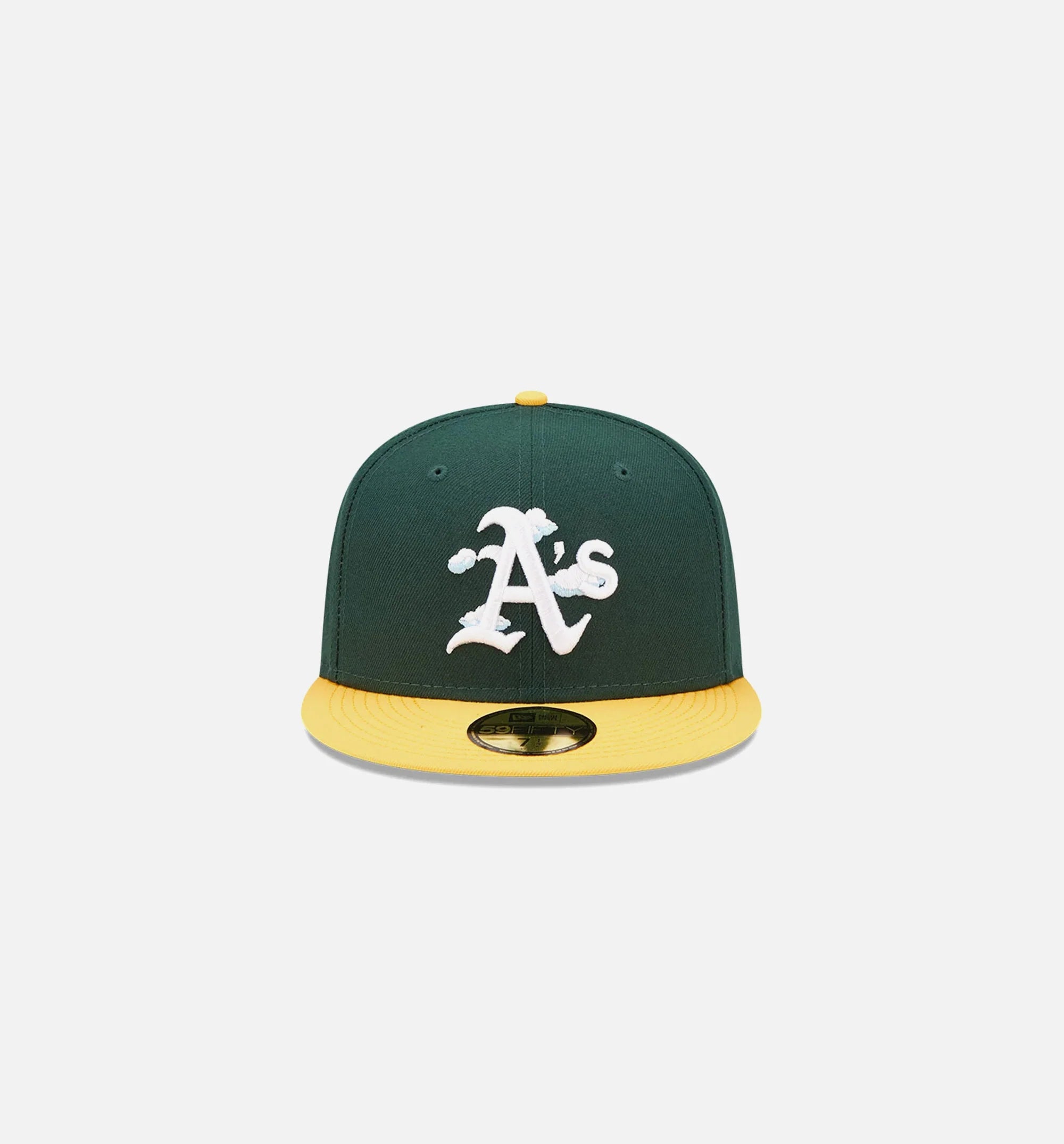 Oakland Athletics Comic Cloud 59FIFTY Fitted Cap Mens Hat Green Yellow