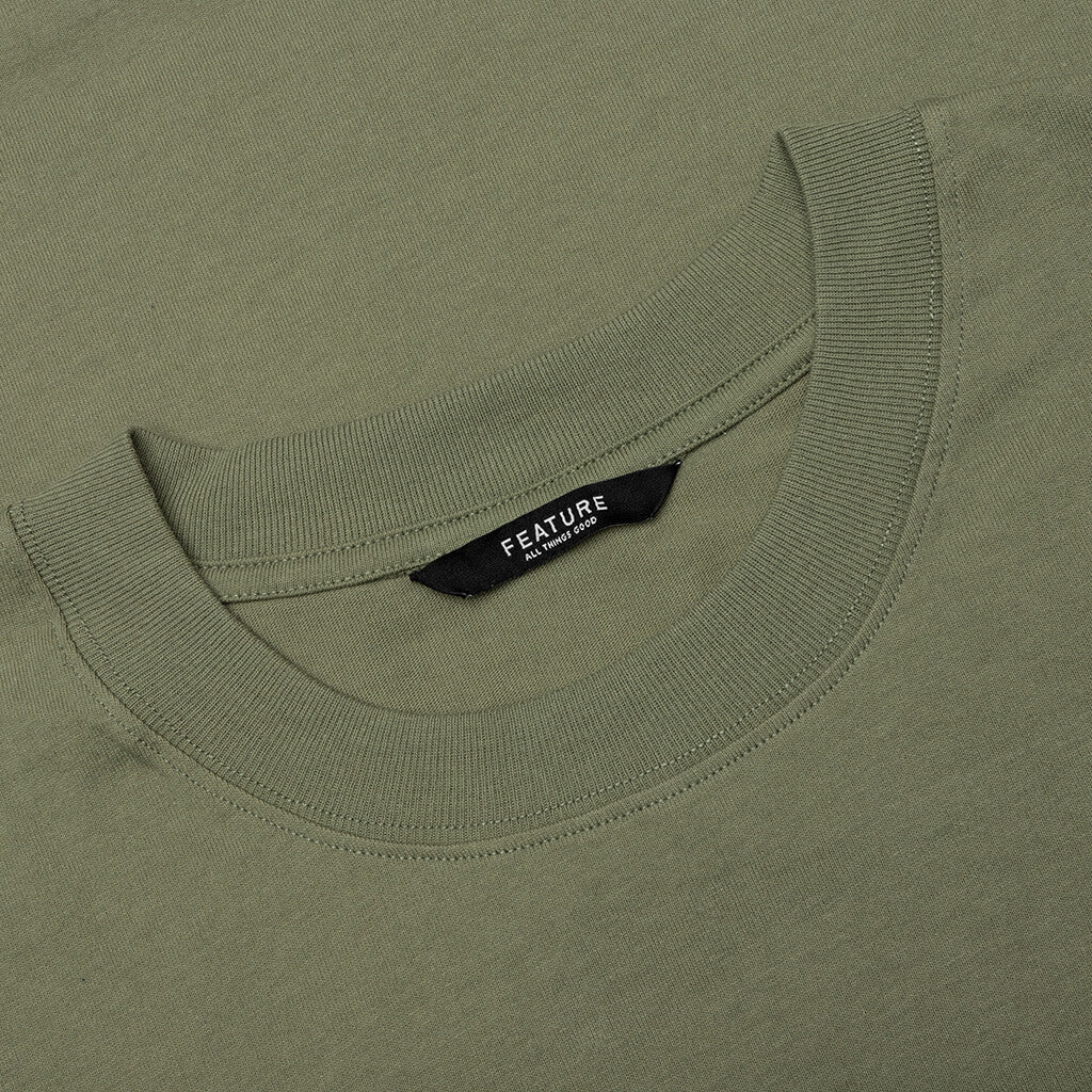 Feature x MAD Gallery x Pretty Done Direction Tee Oil Green