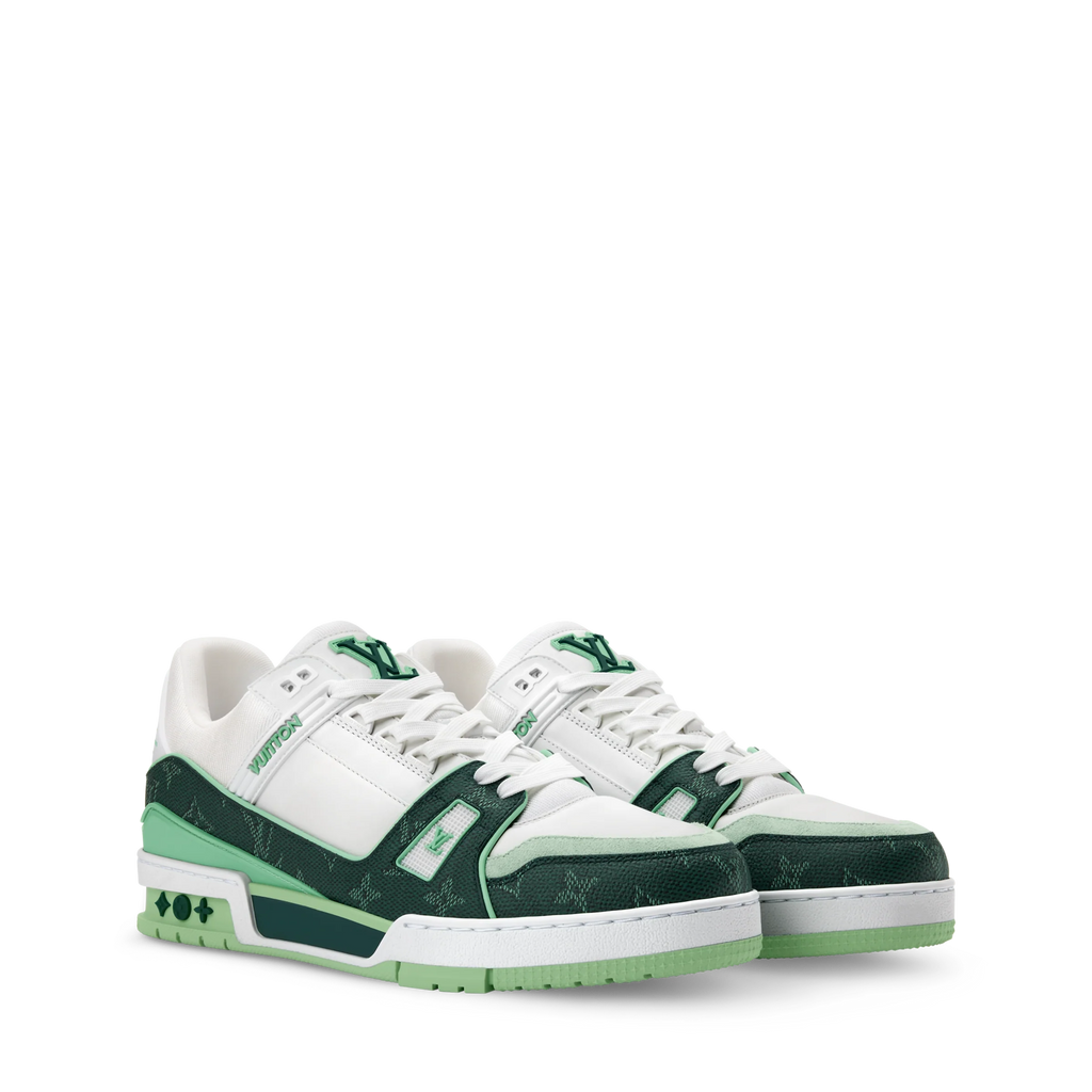 Louis Vuitton LV Trainer Sneaker Denim Monogram green