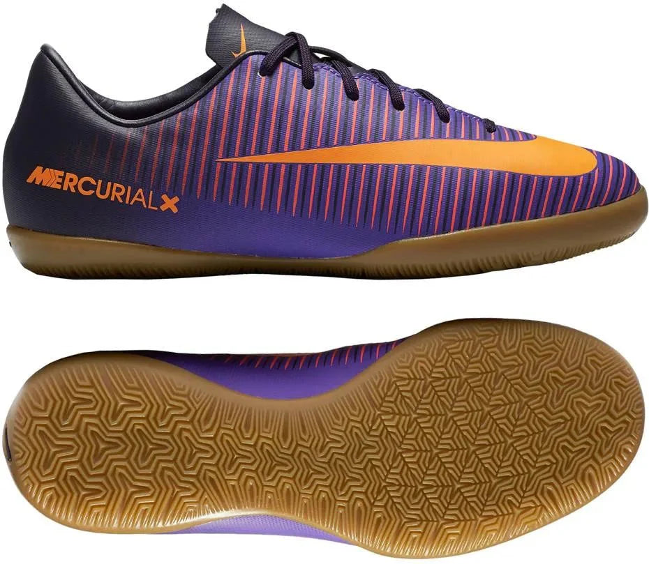 Nike Jr MercurialX Vapor XI IC Indoor Soccer Shoes Purple Orange Grape