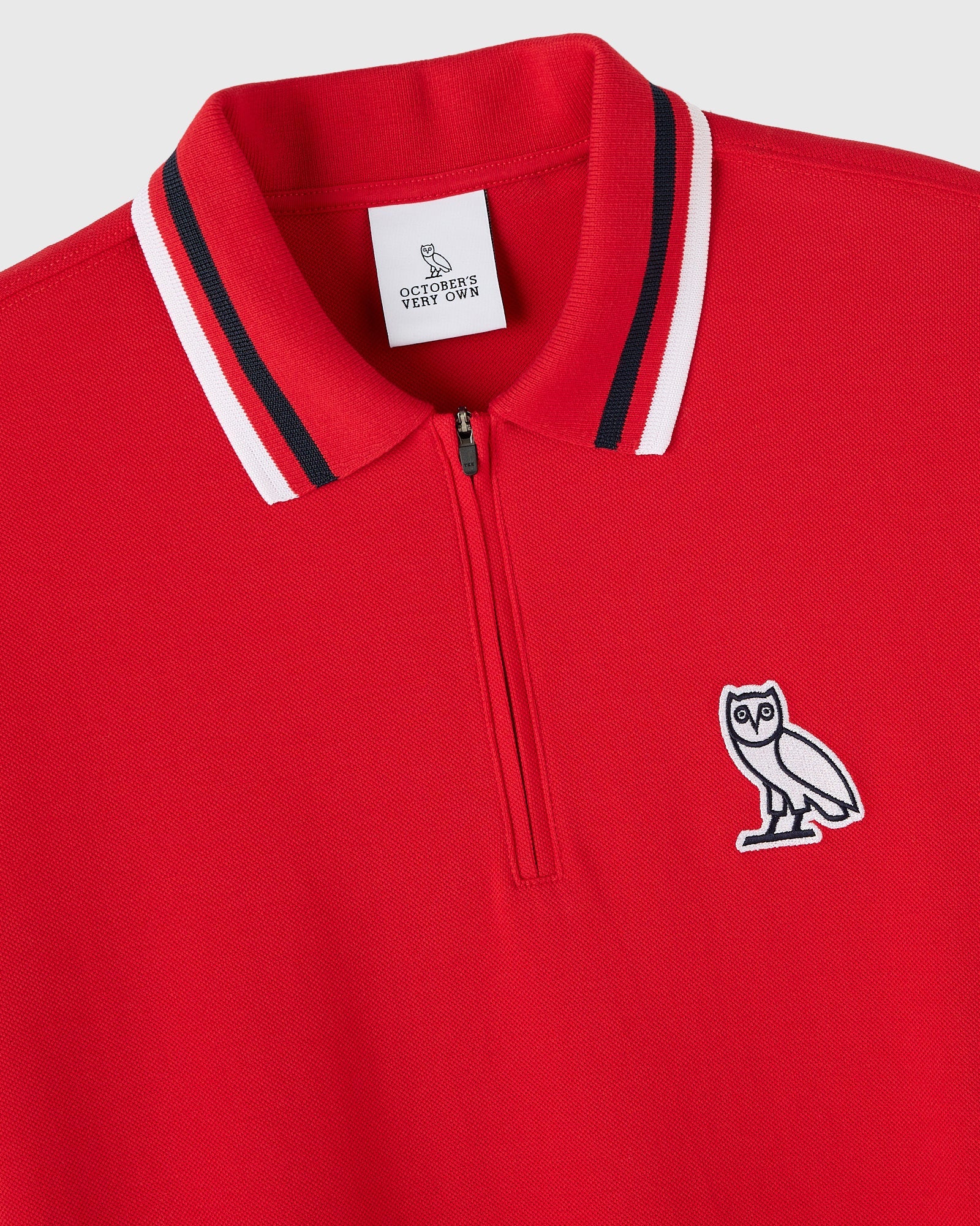 Quarter Zip Short Sleeve Polo Red