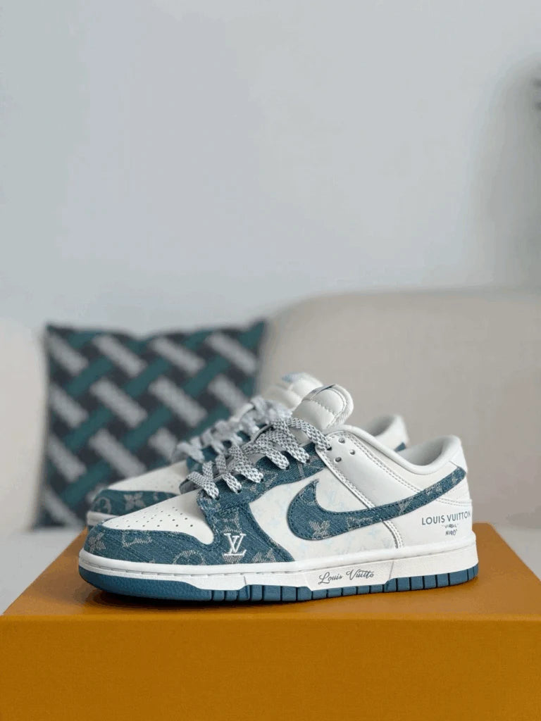 Nike Air Jordan 1 x LV Blue Monogram Denim Edition Dunk Low Custom