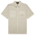 Short Sleeve Cotton Overshirt Beige