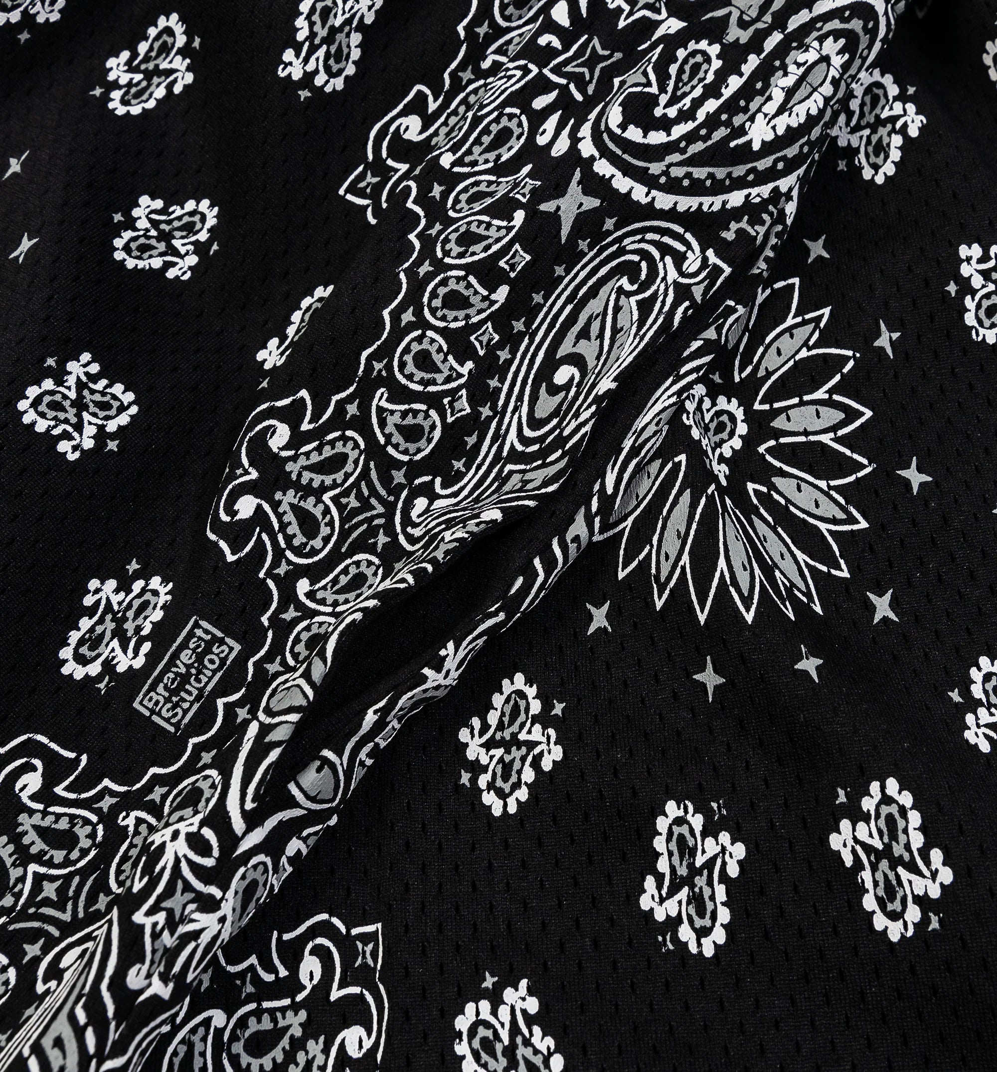 Screenprinted Paisley Two Tone Mens Short Black White