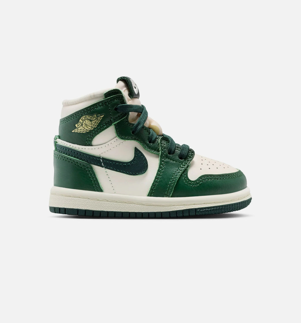 Air Jordan 1 Retro High OG Pro Green Infant Toddler Lifestyle Shoe Pale Ivory Pro Green Fir Coconut Milk Free Shipping