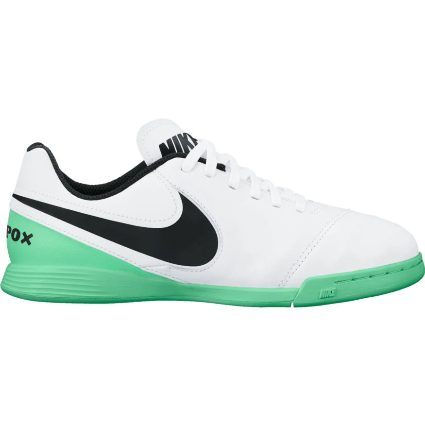 Nike JR Tiempo Legend IV IC Indoor Soccer Shoes White Black Green