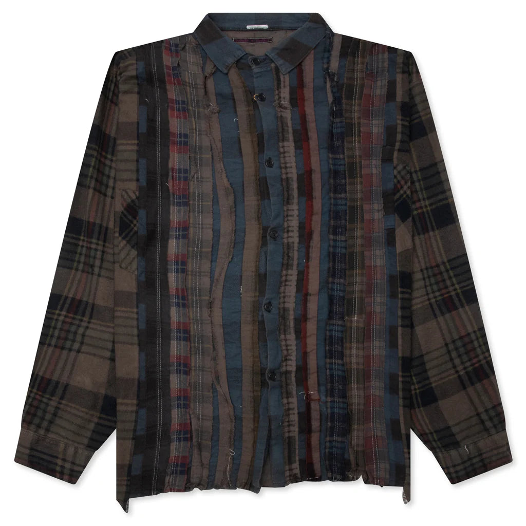 Over Dyed Ribbon Wide Shirt Brown