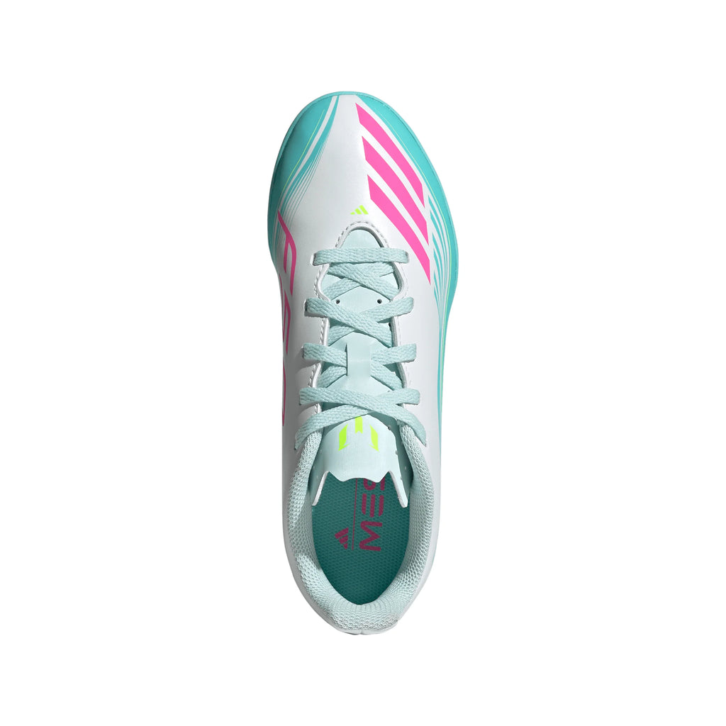 adidas F50 Messi Club TF Turf Youth Soccer Cleats White Pink Aqua