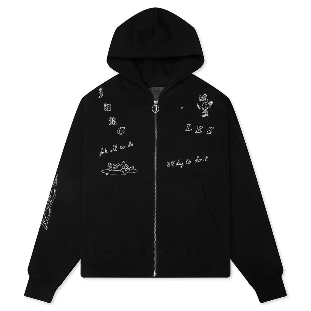 Fuck All Zip Hoodie Black