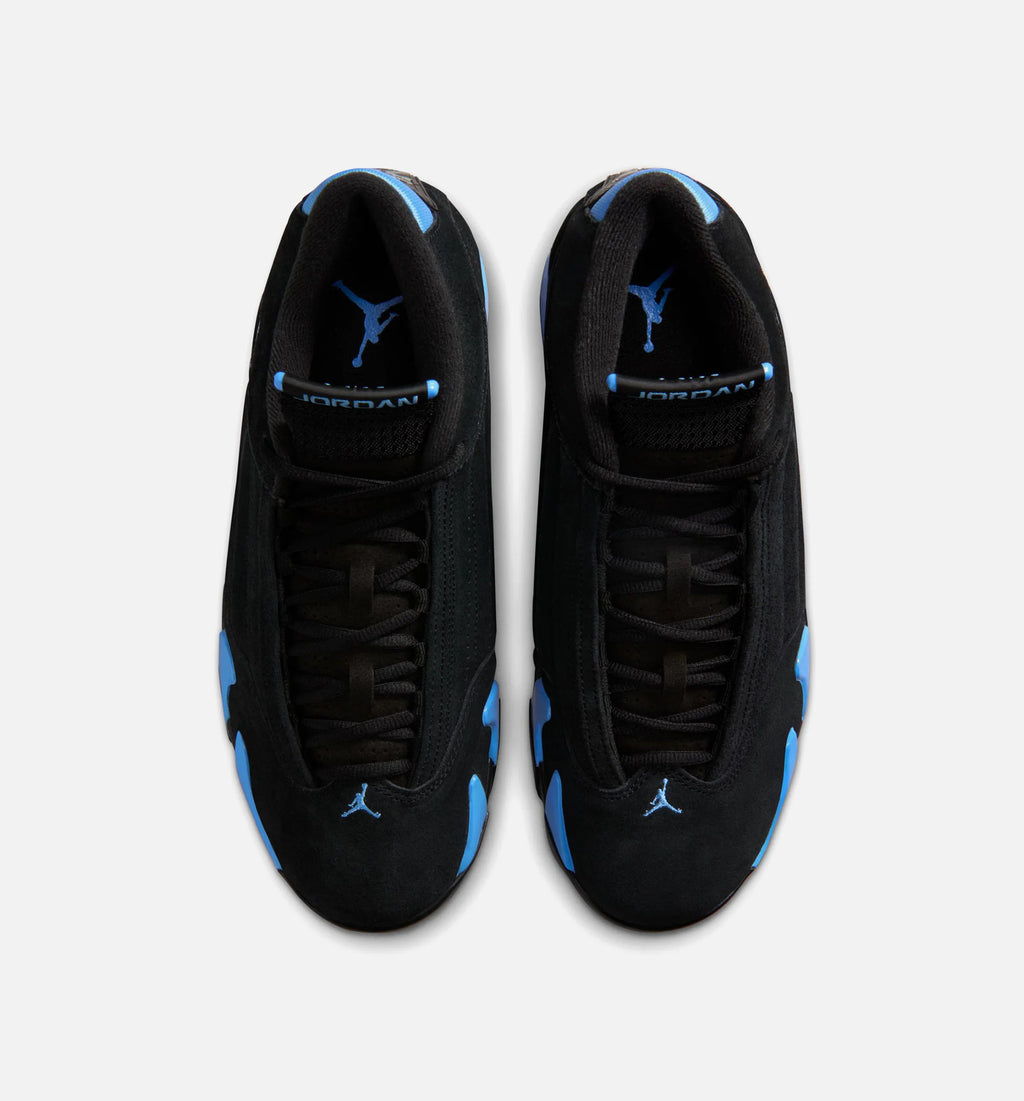 Air Jordan 14 Retro Black University Blue Mens Lifestyle Shoe Black White University Blue Metallic Silver