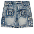 Octagon Cargo Denim Shorts Blue