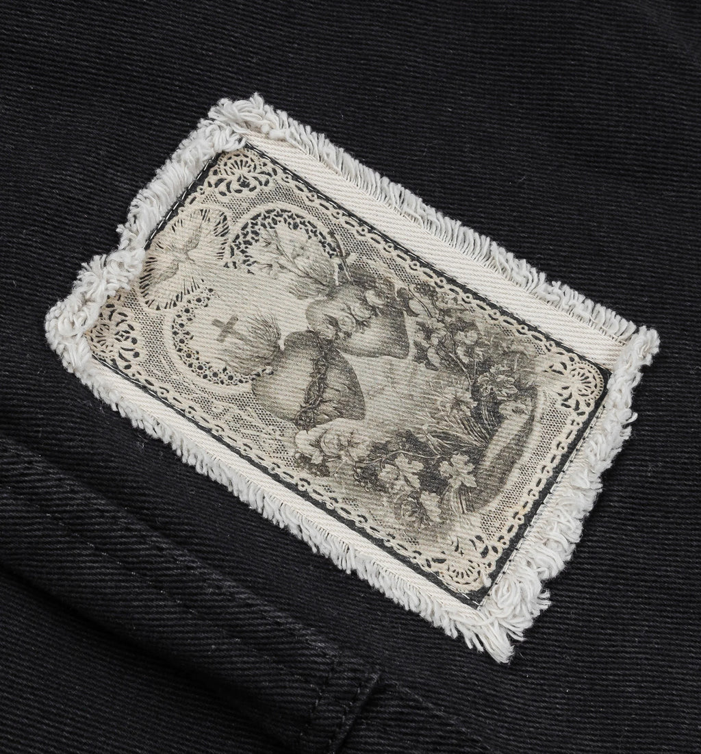 Crosses Patched Denim Mens Pants Black White