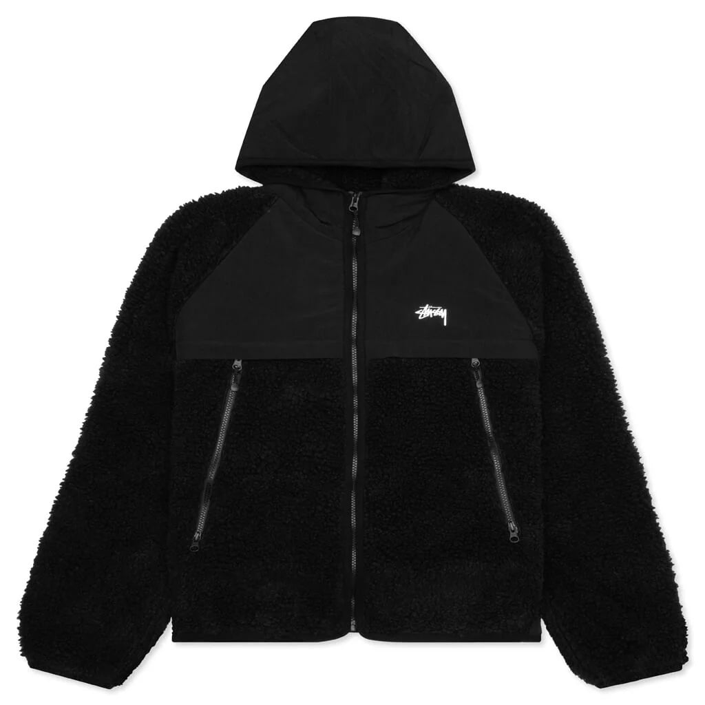 Sherpa Paneled Hooded Jacket Black