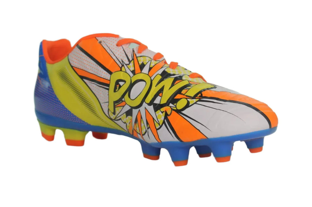 PUMA EvoPOWER 32 Pop FG Jr Firm Ground Youth Soccer Cleats White Orange Blue