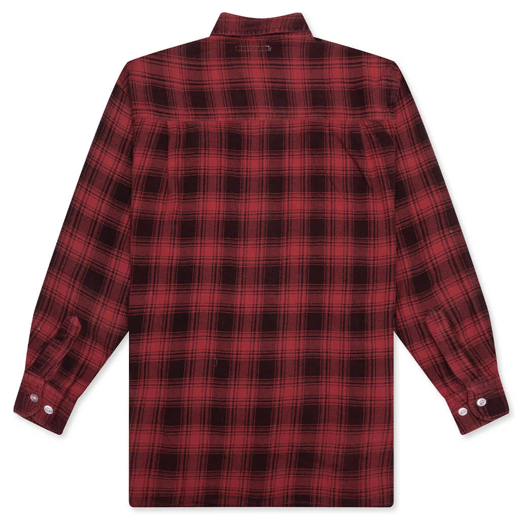 Ribbon Over Dye Flannel Shirt Red
