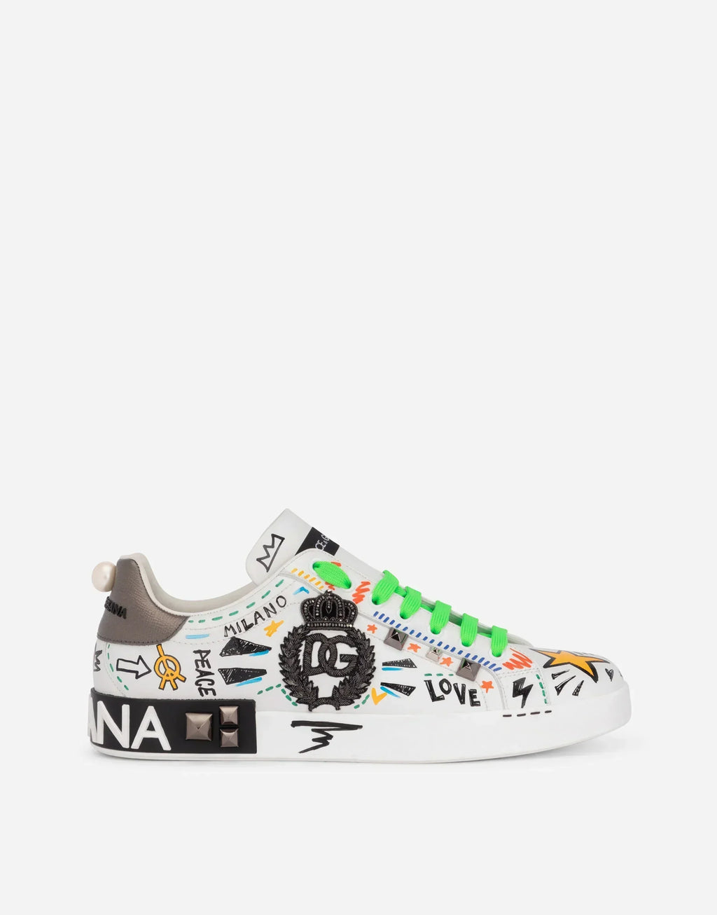 DG Calfskin Portofino Sneakers With Embroidery And Studs