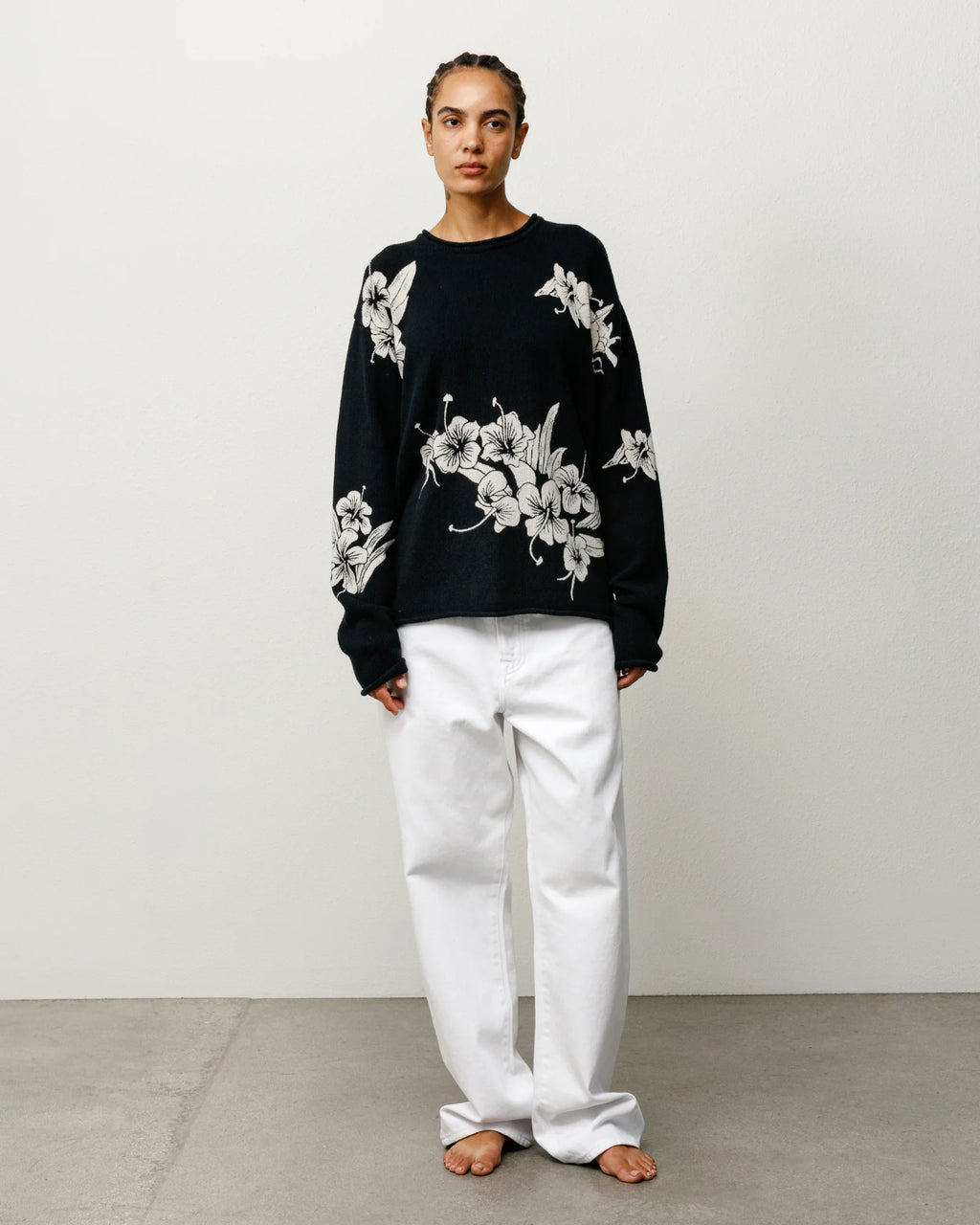 FLORAL ROLL NECK SWEATER