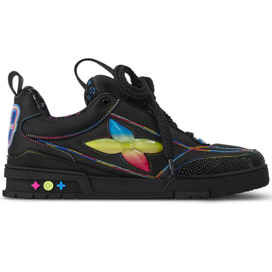Louis Vuitton LV Skate Sneaker Black Rainbow Monogram Flower