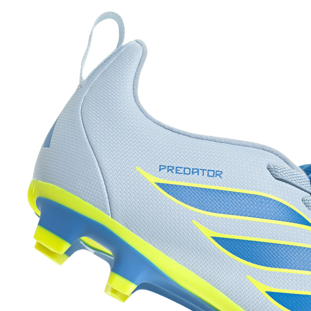 adidas Predator Club Fold Over Tongue Elastic Laces FG MG Firm Ground Multi Ground Youth Soccer Cleats Sky Blue Yellow