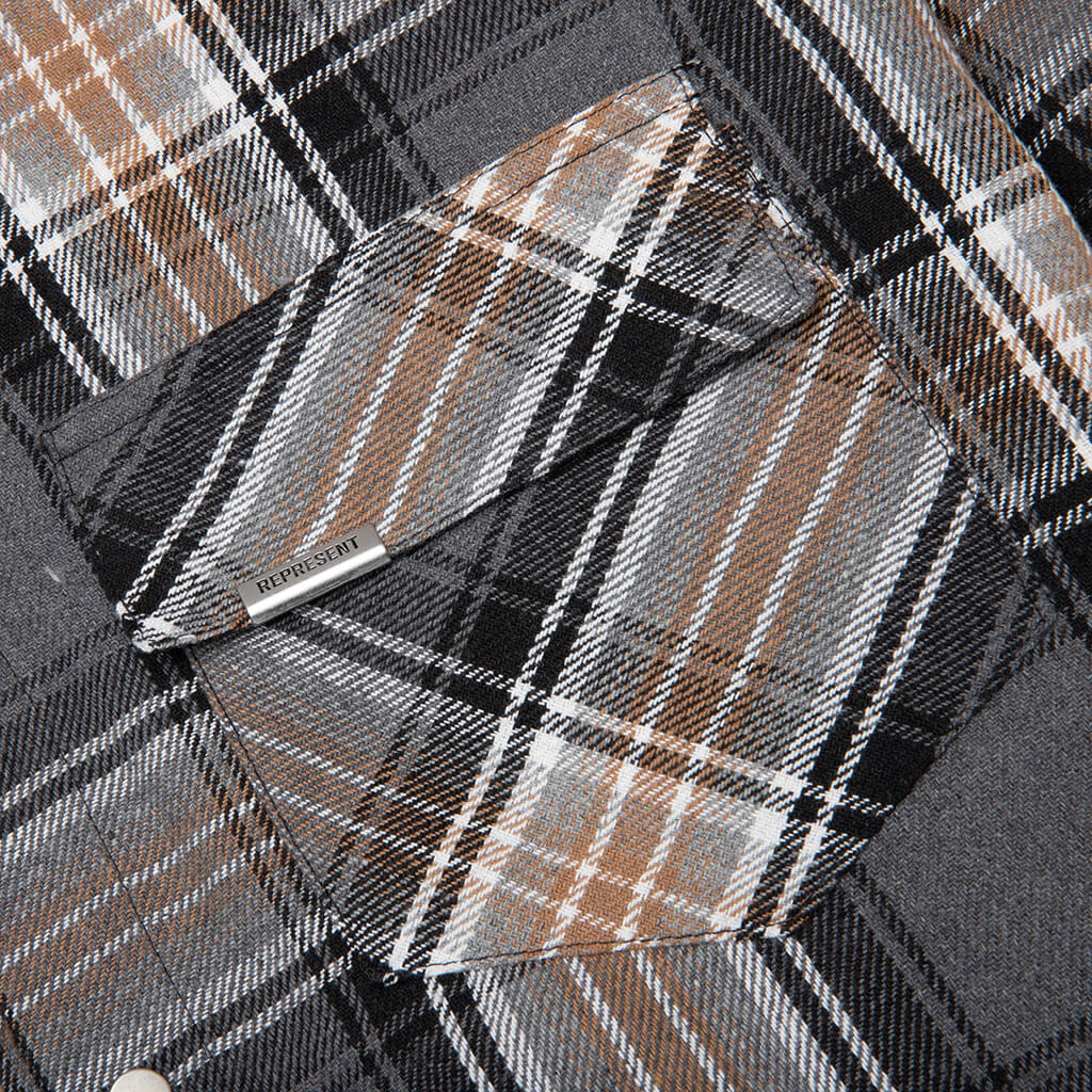Quilted Flannel Shirt Grey Check