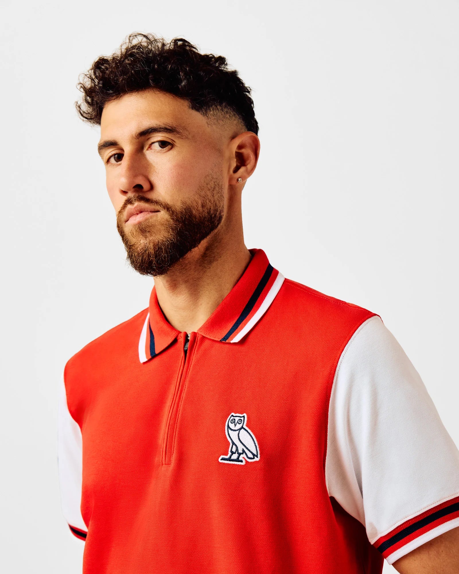 Quarter Zip Short Sleeve Polo Red