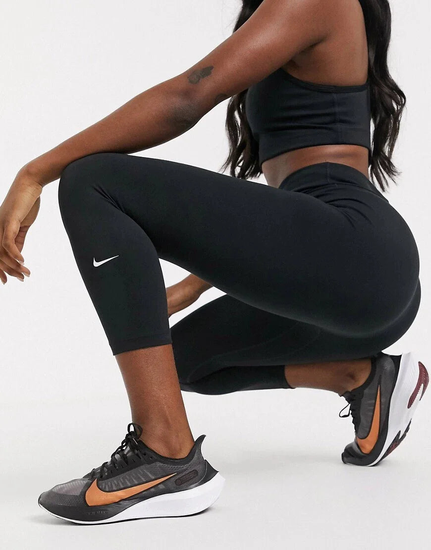 Nike Womens One Tight Crop Black White