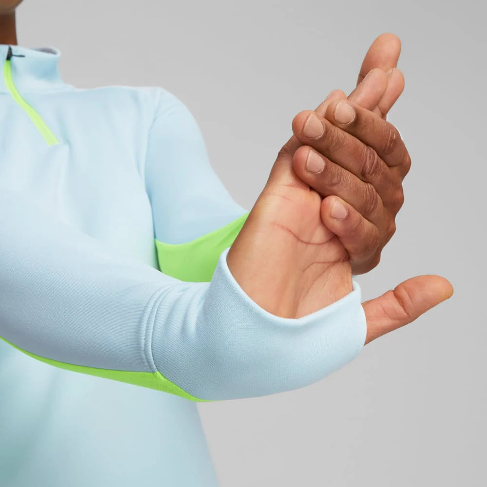 PUMA Womens Individualblaze 1 4 Zip Training Top Silver Sky Persian Blue