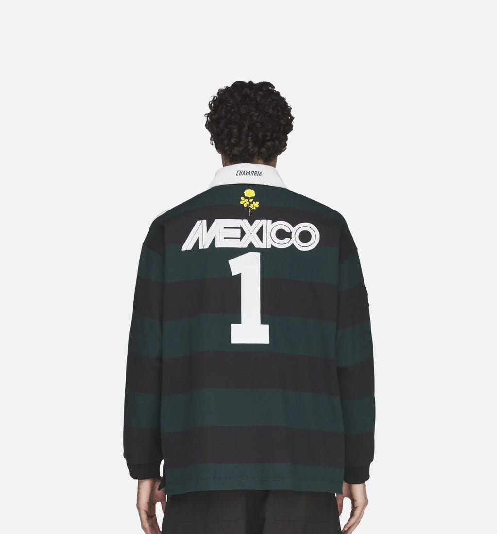 Chavarria Rugby Mens Long Sleeve Shirt Black Aurora Ivy