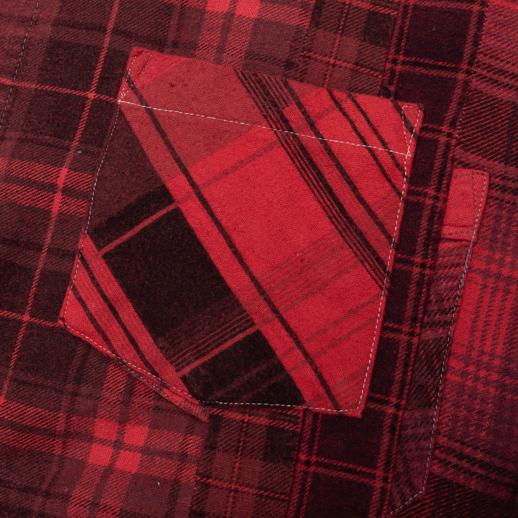Flannel Shirt 7 Cuts Shirt Over Dye Red