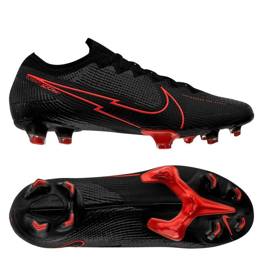 Nike Mercurial Vapor 13 Elite FG Firm Ground Mens Soccer Cleats Black Chile Red Dark Smoke Grey Chile Red
